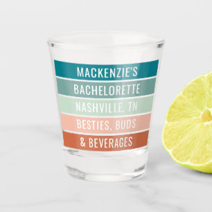 Girls Trip Custom Name Location Trendy Stripes Shot Glass
