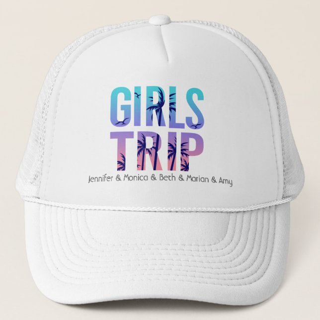 Girl's Trip Customisable Colours and Text Trucker Hat (Front)