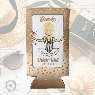 Girls Trip Female Blonde Cartoon Vacation Foam  Seltzer Can Cooler