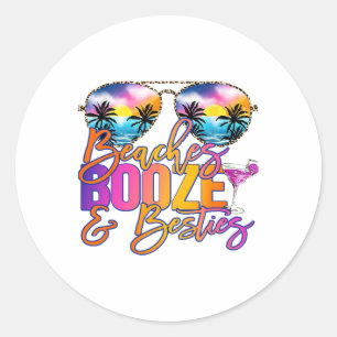 Girls Trip Funny Matching Shirt Beaches Booze And Classic Round Sticker