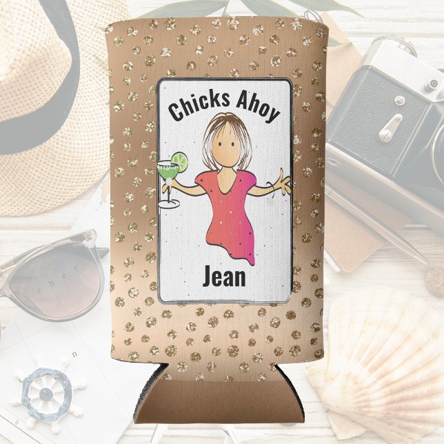 Girls Trip Funny Saying Glam Fun Female Cartoon  Seltzer Can Cooler (Creator Uploaded)