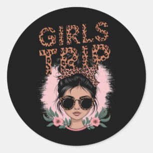 Girls Trip - Girls Trip 2025 Messy Bun Leopard Classic Round Sticker