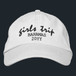 Girls Trip Modern Script Typography Personalised Embroidered Hat<br><div class="desc">Girls Trip Modern Script Typography Personalised Custom Embroidered Baseball Cap features the simple modern embroidered text "Girls Trip" with your personalised location and date or year. Perfect for your next girls trip. Created by Evco Studio www.zazzle.com/store/evcostudio</div>