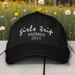 Girls Trip Modern Script Typography Personalised Embroidered Hat<br><div class="desc">Girls Trip Modern Script Typography Personalised Custom Embroidered Baseball Cap features the simple modern embroidered text "Girls Trip" with your personalised location and date or year. Perfect for your next girls trip. Created by Evco Studio www.zazzle.com/store/evcostudio</div>