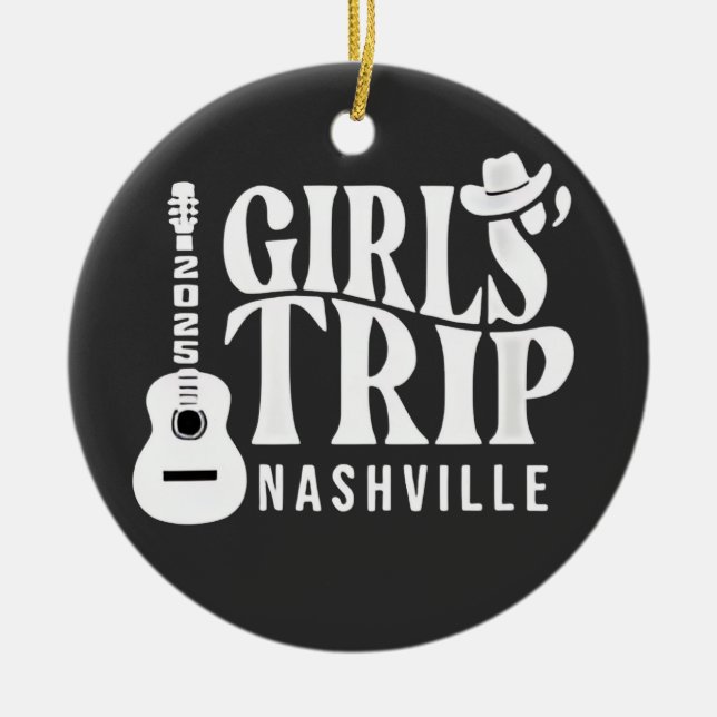 Girls Trip Nashville 2025 Vacation Summer  Ceramic Tree Decoration (Front)