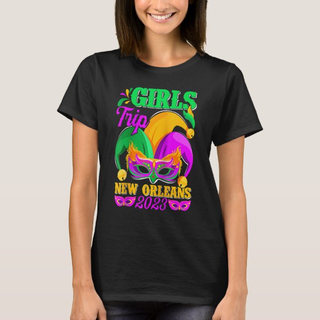 Girls Trip New Orleans 2023 Funny Jester Mask Mard T-Shirt (Front)