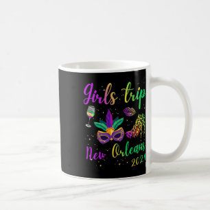 Girls Trip New Orleans 2024 Mardi Gras Mask Beads Coffee Mug