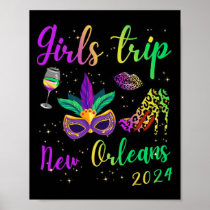 Girls Trip New Orleans 2024 Mardi Gras Mask Beads Poster