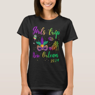 Girls Trip New Orleans 2024 Mardi Gras Mask Beads T-Shirt