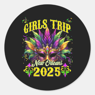 Girls Trip New Orleans 2025 Mardi Gras Mask Friend Classic Round Sticker