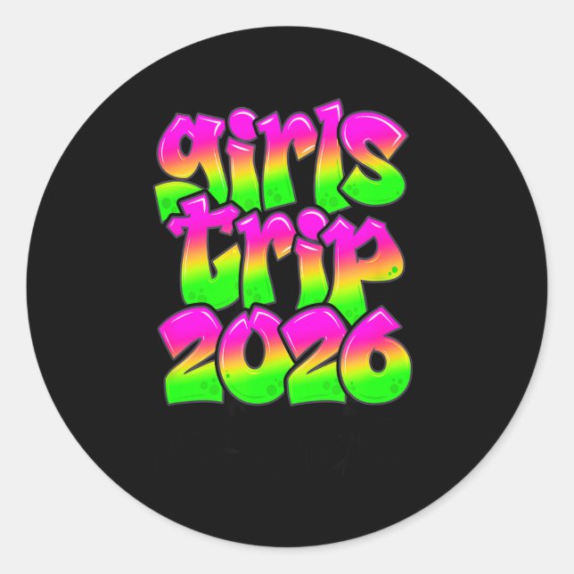 Girls Trip New Orleans Louisiana 2026 Graffiti Gre Classic Round Sticker (Front)