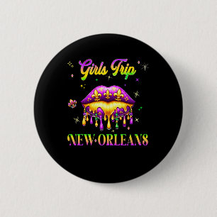 Girls Trip New Orleans Mardi Gras Lips Beads Carni 6 Cm Round Badge