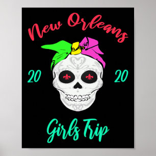 Girls Trip New Orleans Skull Matching Vacation Vin Poster