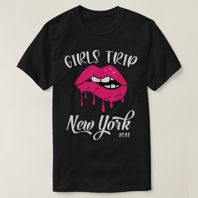 Girls Trip New York 2022 Vacation Squad Lips Women T-Shirt (Design Front)