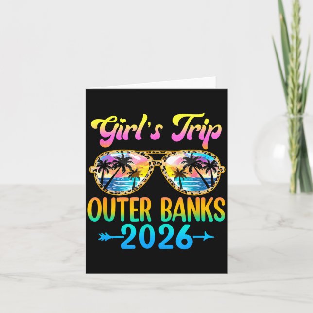 Girl's Trip Outer Banks 2026 Summer Vacation Sungl Card (Front)