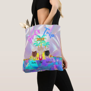 girls trip personalised beach custom tote bag