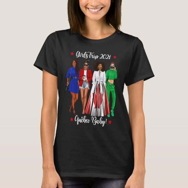Girls Trip Quebec Falls Vacation Black Woman Canad T-Shirt (Front)