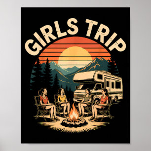 Girls trip rv camping camper friends journey poster
