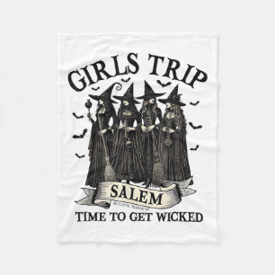 Girls Trip Salem Witch Halloween Salem Machusetts  Fleece Blanket