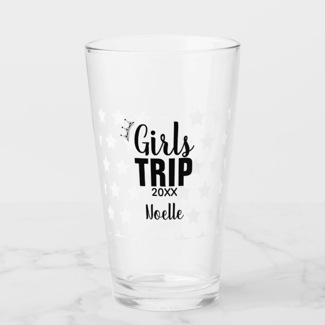 Girls Trip with Crown, Year, and Stars Glass (Front)