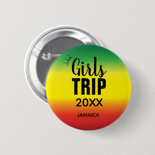 Girls Trip with Crown Year & Name Green Yellow Red 6 Cm Round Badge