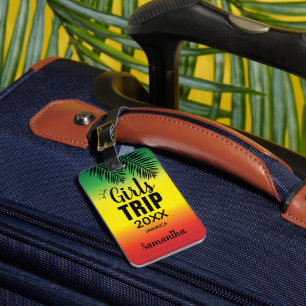 Girls Trip with Crown Year & Name Green Yellow Red Luggage Tag