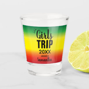 Girls Trip with Crown Year & Name Green Yellow Red Shot Glass