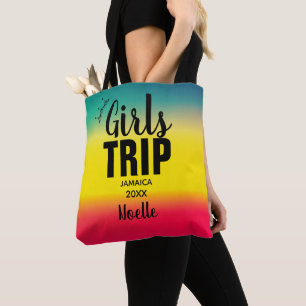 Girls Trip with Crown Year & Name Green Yellow Red Tote Bag