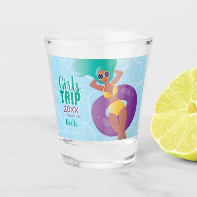 Girls Trip, Year, Name, Black Woman in Pool Shot Glass (Front)