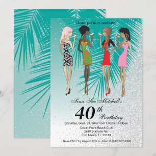 Girls Tropical Luau Party Invitation