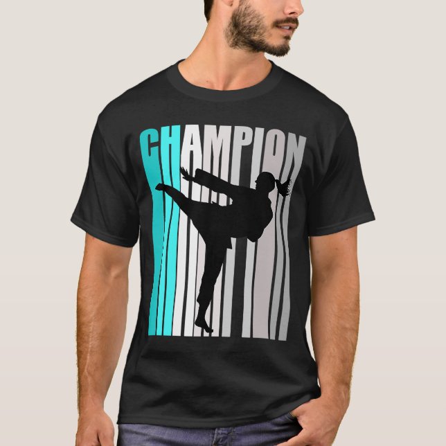 Girls Turquoise Karate Champion Birthday Teenager T-Shirt (Front)
