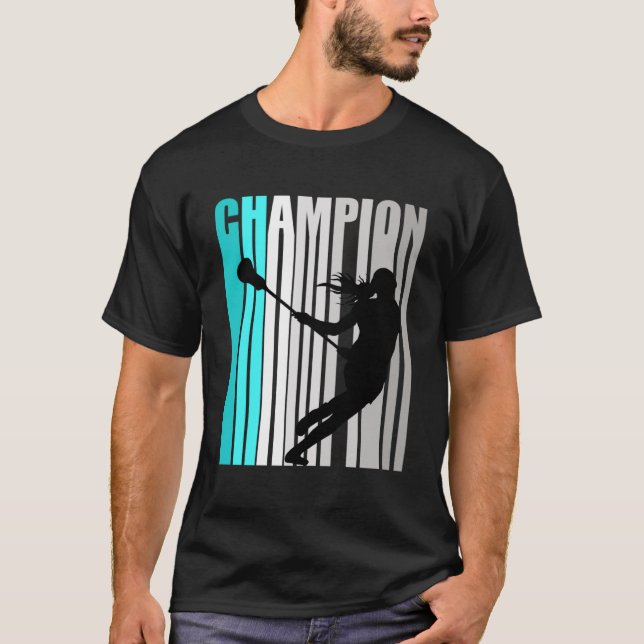 Girls Turquoise Lacrosse Champion Lacrosse Team T-Shirt (Front)