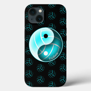 girls turquoise yin and yang w minimal volleyball Case-Mate iPhone case