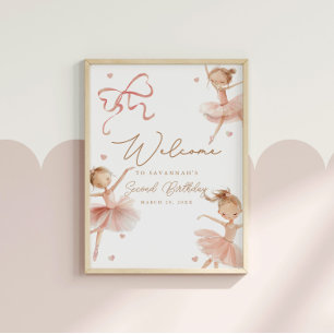 Girls' Tutu Cute Boho Ballerina Birthday Welcome Poster