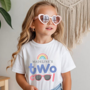 Girls Two Cool Rainbow 2nd Birthday  T-Shirt