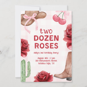 Girl's Two Dozen Roses Western Birthday Invitation