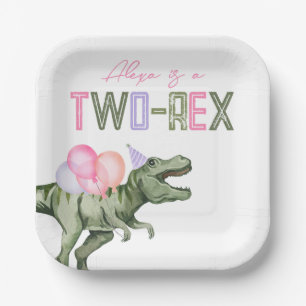 Girl's Two-Rex Party Paper Plates