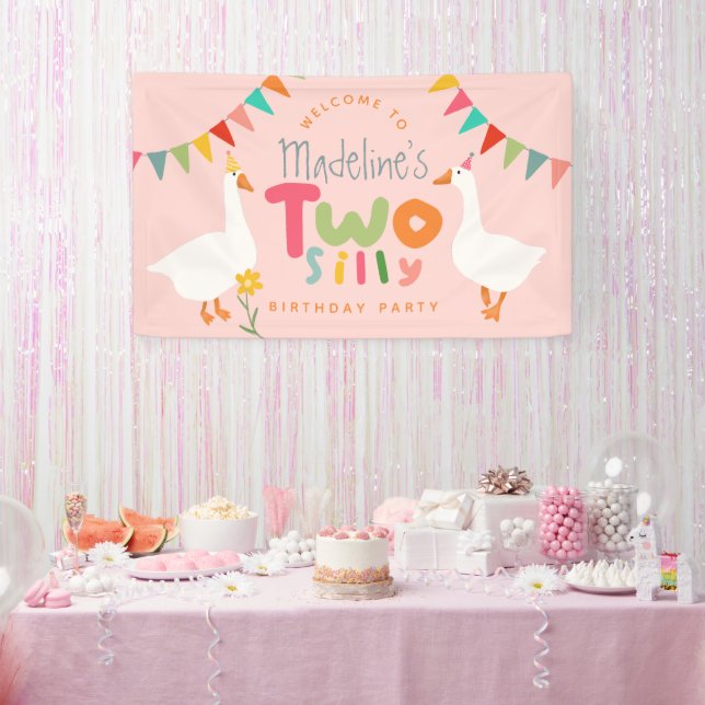 Girls Two Silly Goose 2nd Birthday Welcome Banner (Party)