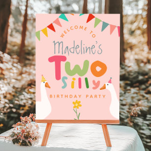 Girls Two Silly Goose 2nd Birthday Welcome Sign