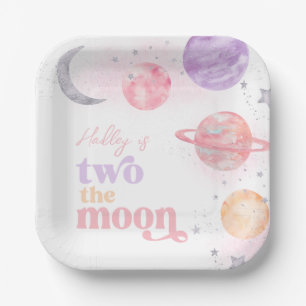 Girl's Two The Moon Party Plates