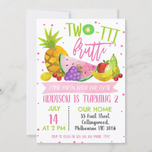 Girls two-tti frutti birthday party invitation