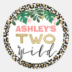 Girls Two Wild Safari Themed Birthday Sticker