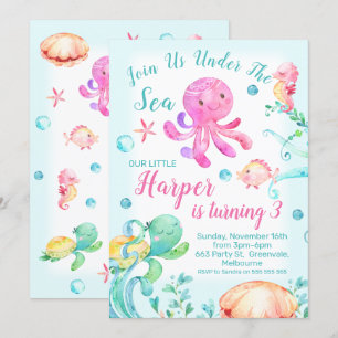 Girls Under The Sea Birthday invitation