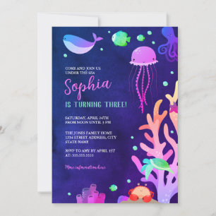 Girls Under the Sea Birthday Party Invitation