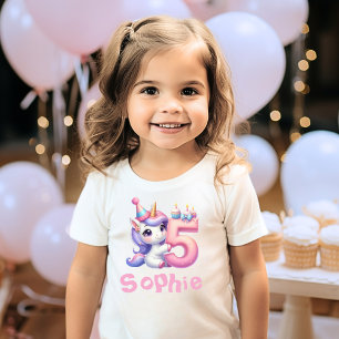 Girls Unicorn 5th Birthday Custom NameT-Shirt T-Shirt