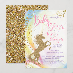 Girls Unicorn Baby Shower Invitations