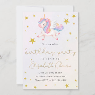 Girls Unicorn Birthday Invitation