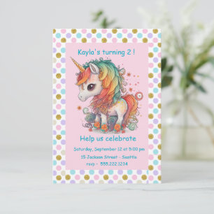 Girls' Unicorn Birthday Party Invitation
