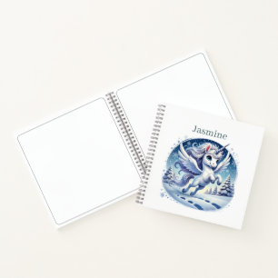 girls unicorn Christmas customisable sketch Notebook