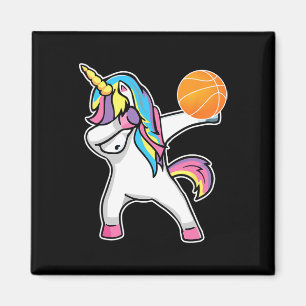 Girls Unicorn Dabbing Basketball Player  Fun Bball Magnet